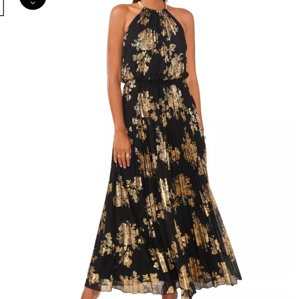 MSK Black and Gold Halter Dress - Stunning!